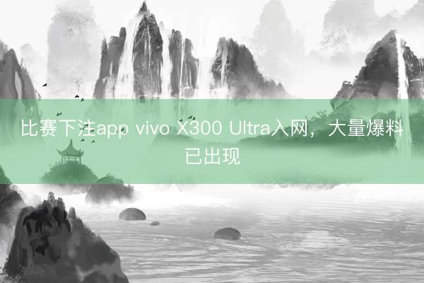 比赛下注app vivo X300 Ultra入网，大量爆料已出现