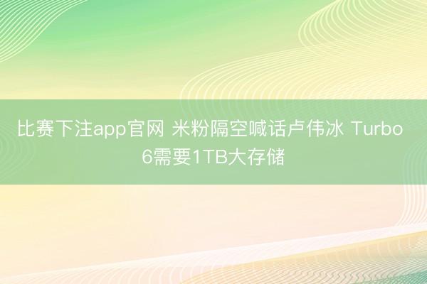 比赛下注app官网 米粉隔空喊话卢伟冰 Turbo 6需要1TB大存储