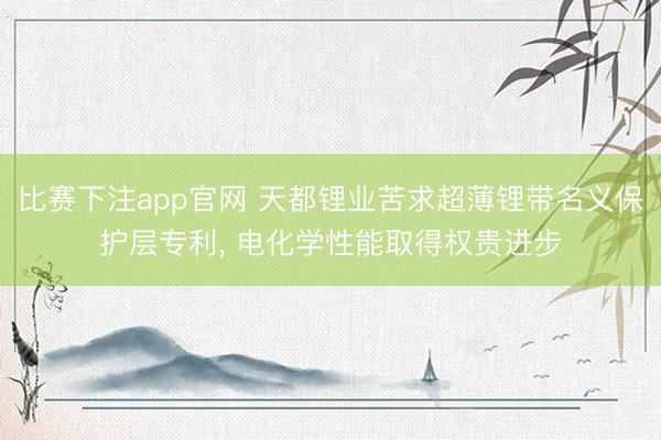 比赛下注app官网 天都锂业苦求超薄锂带名义保护层专利， 电化学性能取得权贵进步