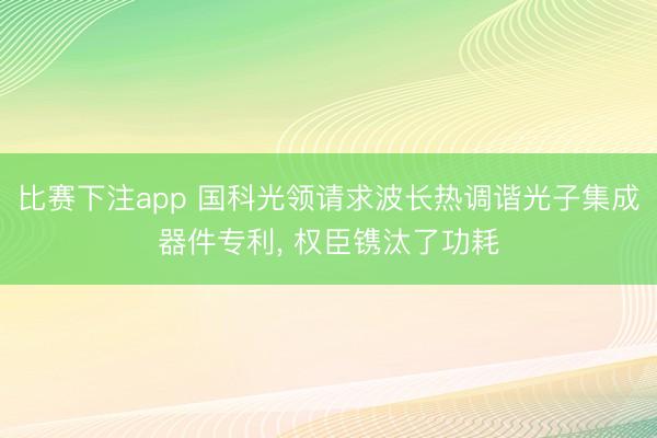 比赛下注app 国科光领请求波长热调谐光子集成器件专利， 权臣镌汰了功耗
