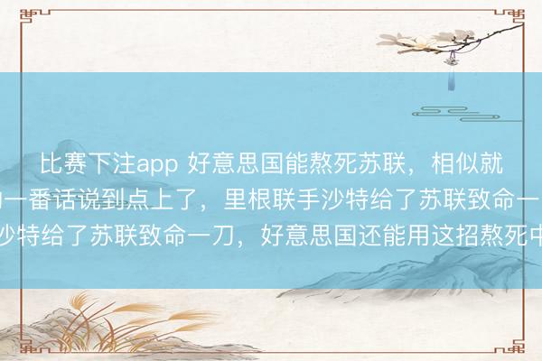 比赛下注app 好意思国能熬死苏联,相似就能熬死中国?李显龙的一番话说到点上了,里根联手沙特给了苏联致命一刀,好意思国还能用这招熬死中国吗