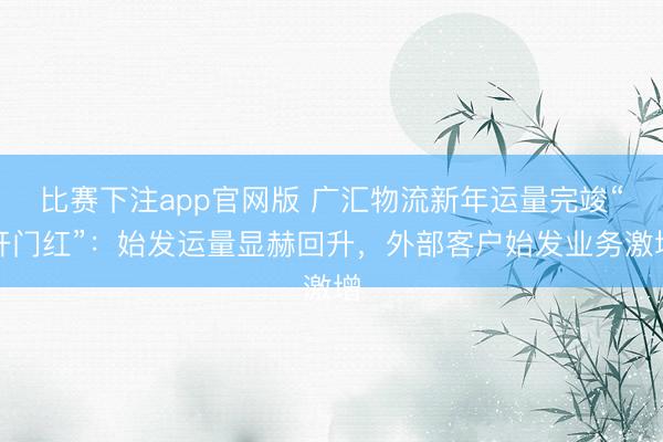 比赛下注app官网版 广汇物流新年运量完竣“开门红”:始发运量显赫回升,外部客户始发业务激增