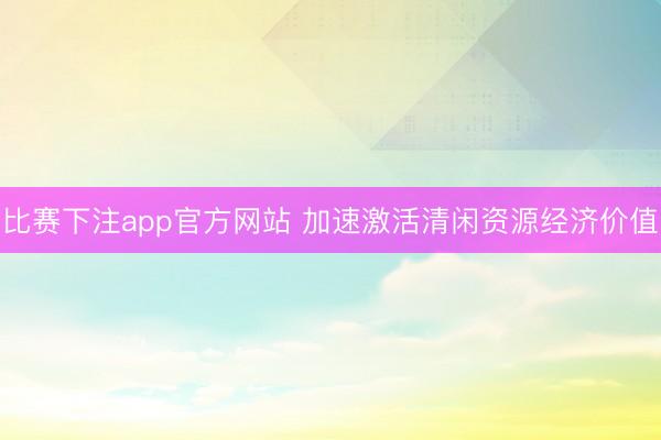 比赛下注app官方网站 加速激活清闲资源经济价值