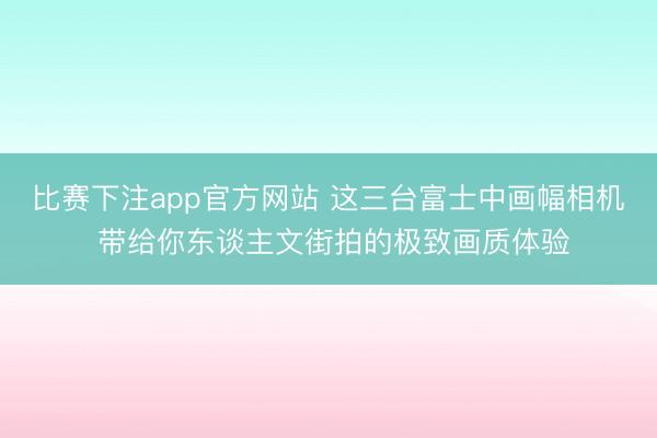 比赛下注app官方网站 这三台富士中画幅相机 带给你东谈主文街拍的极致画质体验