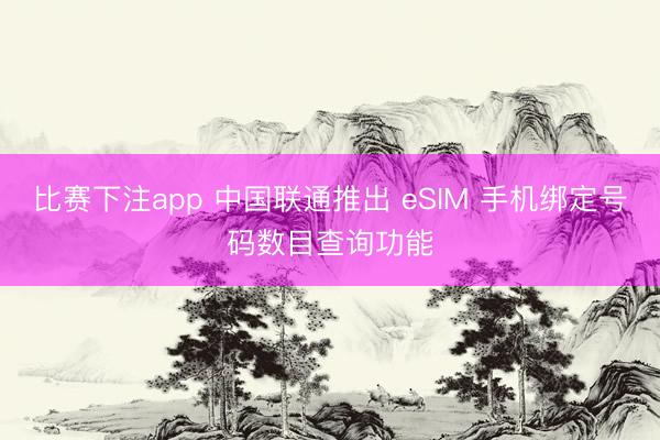 比赛下注app 中国联通推出 eSIM 手机绑定号码数目查询功能