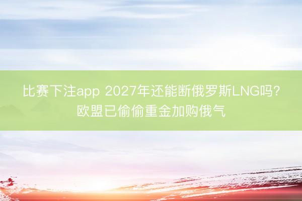比赛下注app 2027年还能断俄罗斯LNG吗？欧盟已偷偷重金加购俄气
