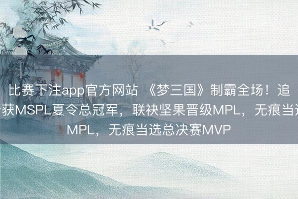 比赛下注app官方网站 《梦三国》制霸全场！追赶全胜战绩斩获MSPL夏令总冠军，联袂坚果晋级MPL，无痕当选总决赛MVP