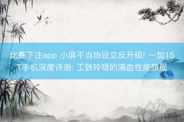 比赛下注app 小屏不当协设立反升级! 一加15T手机深度评测: 工致玲珑的满血性能旗舰