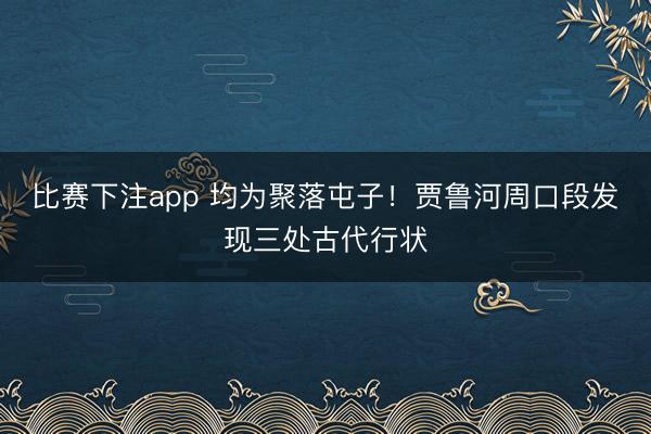 比赛下注app 均为聚落屯子！贾鲁河周口段发现三处古代行状