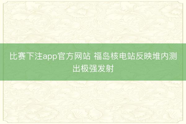比赛下注app官方网站 福岛核电站反映堆内测出极强发射
