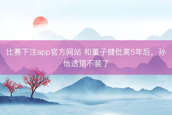 比赛下注app官方网站 和董子健仳离5年后，孙怡透顶不装了