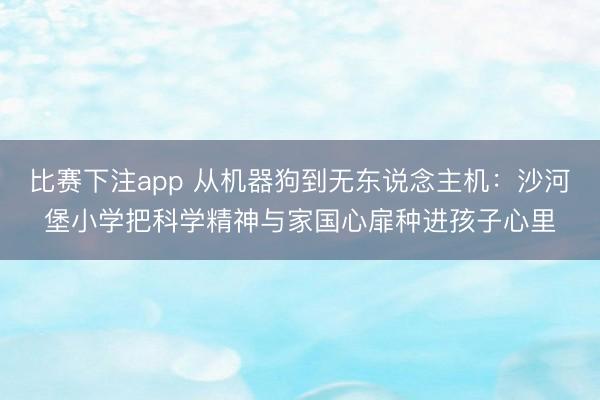 比赛下注app 从机器狗到无东说念主机：沙河堡小学把科学精神与家国心扉种进孩子心里