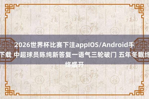 2026世界杯比赛下注appIOS/Android手机版下载 中超球员陈纯新答复一语气三轮破门 五年冬眠终盛开