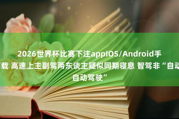 2026世界杯比赛下注appIOS/Android手机版下载 高速上主副驾两东谈主疑似同期寝息 智驾非“自动驾驶”