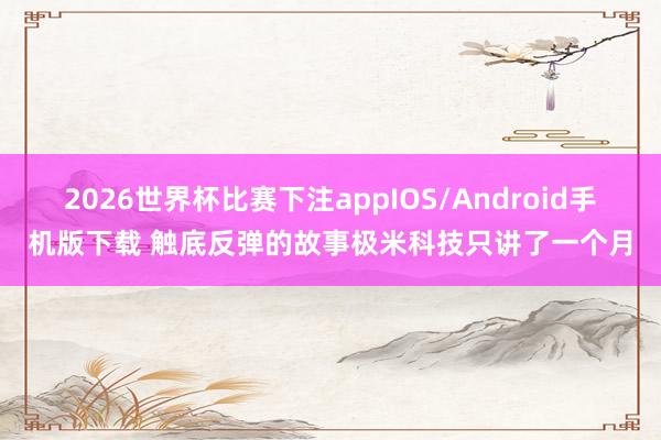 2026世界杯比赛下注appIOS/Android手机版下载 触底反弹的故事极米科技只讲了一个月