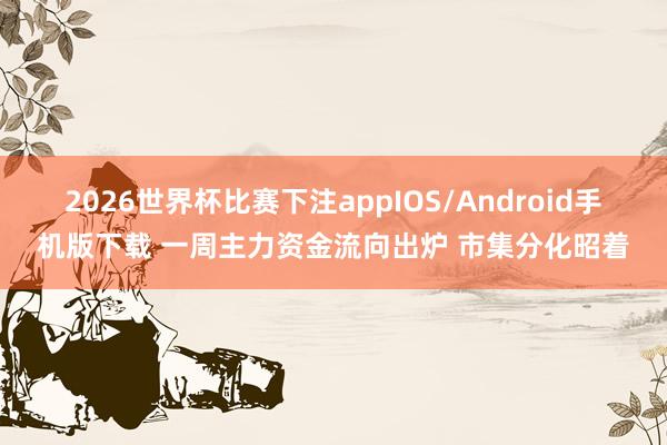 2026世界杯比赛下注appIOS/Android手机版下载 一周主力资金流向出炉 市集分化昭着