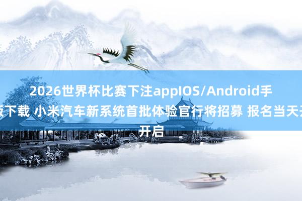 2026世界杯比赛下注appIOS/Android手机版下载 小米汽车新系统首批体验官行将招募 报名当天开启