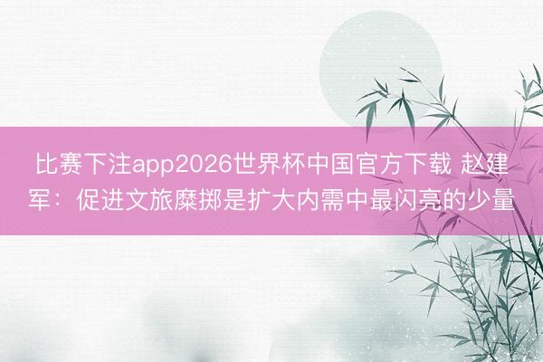 比赛下注app2026世界杯中国官方下载 赵建军：促进文旅糜掷是扩大内需中最闪亮的少量