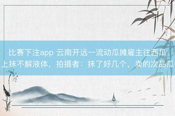 比赛下注app 云南开远一流动瓜摊雇主往西瓜上抹不解液体，拍摄者：抹了好几个，卖的次品瓜