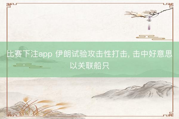 比赛下注app 伊朗试验攻击性打击， 击中好意思以关联船只