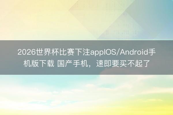 2026世界杯比赛下注appIOS/Android手机版下载 国产手机，速即要买不起了