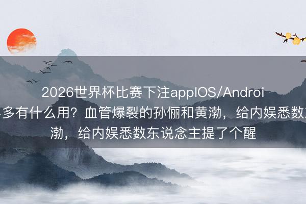2026世界杯比赛下注appIOS/Android手机版下载 钱再多有什么用？血管爆裂的孙俪和黄渤，给内娱悉数东说念主提了个醒