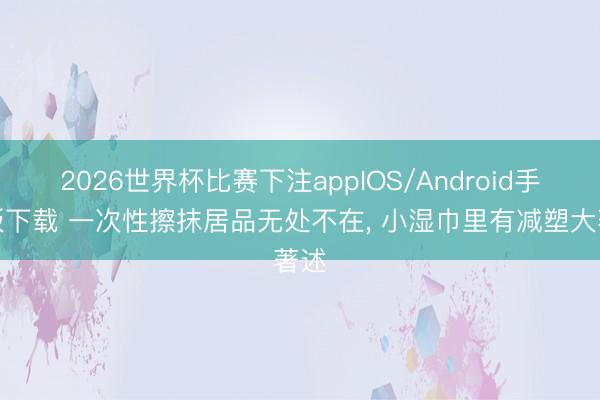 2026世界杯比赛下注appIOS/Android手机版下载 一次性擦抹居品无处不在, 小湿巾里有减塑大著述