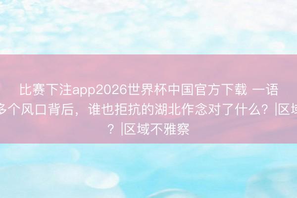 比赛下注app2026世界杯中国官方下载 一语气踩中多个风口背后，谁也拒抗的湖北作念对了什么？|区域不雅察