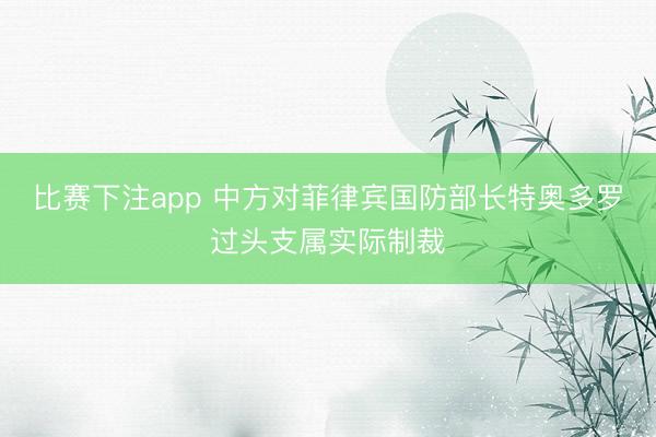 比赛下注app 中方对菲律宾国防部长特奥多罗过头支属实际制裁