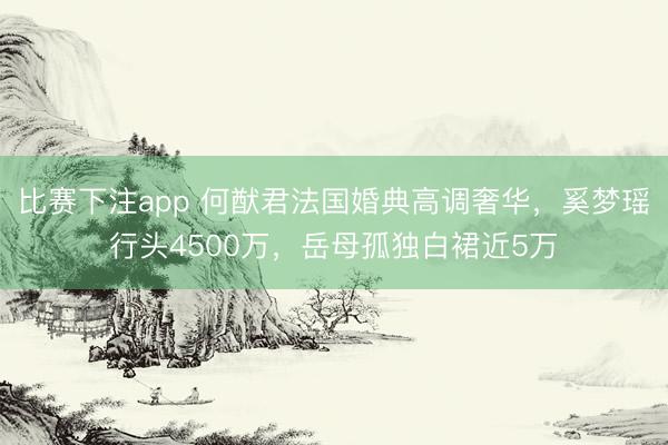 比赛下注app 何猷君法国婚典高调奢华，奚梦瑶行头4500万，岳母孤独白裙近5万
