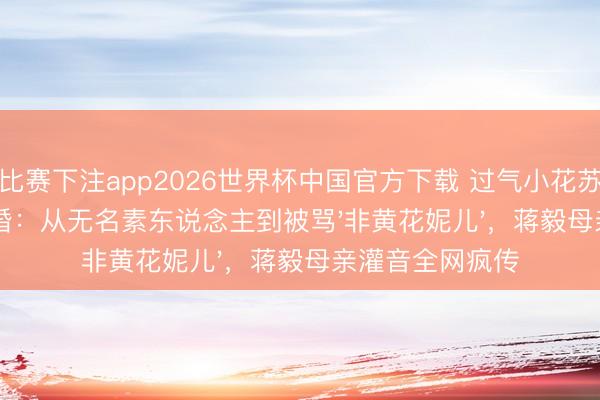 比赛下注app2026世界杯中国官方下载 过气小花苏易陆的10年隐婚:从无名素东说念主到被骂'非黄花妮儿',蒋毅母亲灌音全网疯传